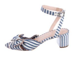 Blue and ivory Loeffler Randall canvas sandals.
